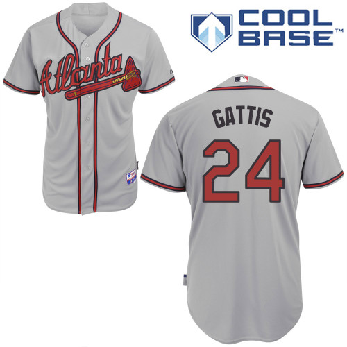 Evan Gattis #24 Youth Baseball Jersey-Atlanta Braves Authentic Road Gray Cool Base MLB Jersey